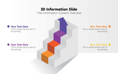 Vector graphic infographic color chart information visualization column chart staircase pointing arrow pyramid