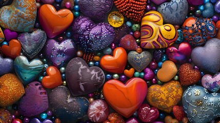Radiant Love: Heart-shaped Objects and Beads in Various Hues