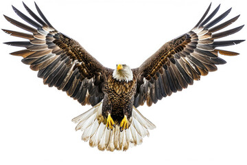 An eagle soaring with wings spread wide - obrazy, fototapety, plakaty