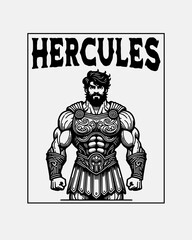 half human half god hercules body muscles fighter warrior vector illustration