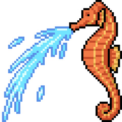 pixel art of seahorse water squirt - 791268568