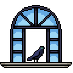 pixel art of house window crow - 791268582