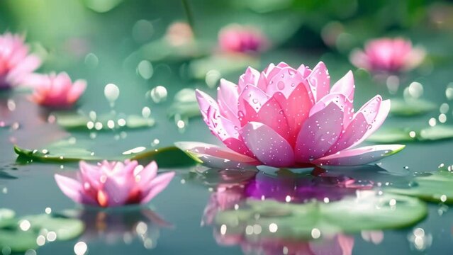 Water lily on the Water Footage 4K