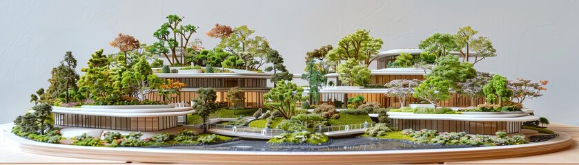 Architectural model making that incorporates therapeutic gardens in healthcare facilities, emphasizing healing and wellness in design - obrazy, fototapety, plakaty
