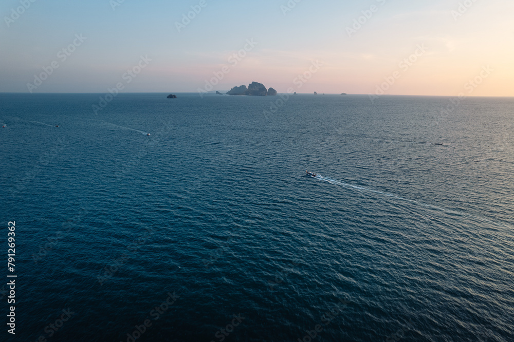 Sticker seascape and rocky mountains at railay krabi