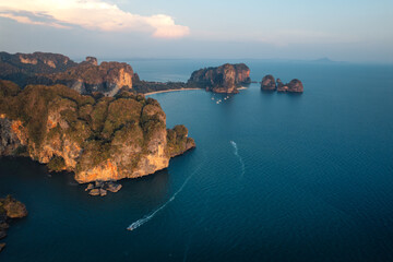 Seascape and rocky mountains at Railay Krabi