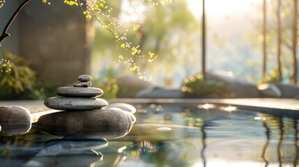 an image that incorporates the spa's logo into a seamless integration with a peaceful outdoor...