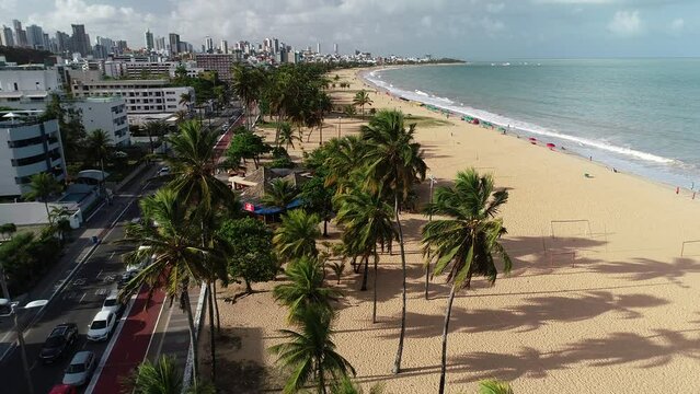 Aerial view of Cabo Branco Beach - Jo&atilde;o Pessoa, Para&iacute;ba, Brazil