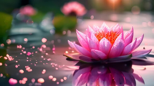 Water lily on the Water Footage 4K