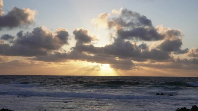 Dramatic Sunset Over The Pacific Ocean; Monterey, California.