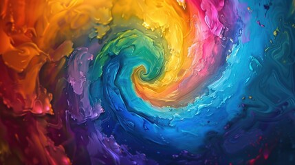 Vibrant vortex of colors twisting into a spiral at the center - obrazy, fototapety, plakaty