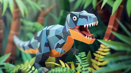 Rucksack A cute dinosaurus, layered paper style, paper folding art, A gorgeously rendered papercraft world, graphic design © rajagambar99