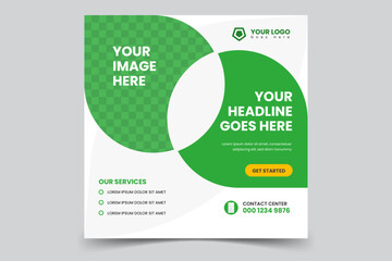 Square banner ads for digital marketing and social media post with minimalist green color tone