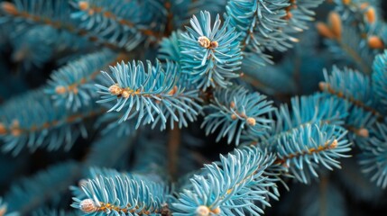 Fototapeta premium Close-up of blue pine tree needles