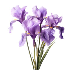 Charming Purple Irises Isolated On White Background