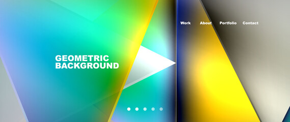 Vibrant geometric background featuring a central triangle in electric blue. Perfect for electronic device displays, office applications, and gadgets. Includes colorful tints and shades