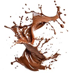 Chocolate splash and twisted,isolated on white background, Include clipping path  