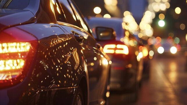 In the background a sea of elegant sedans and sleek limousines blur together creating a dreamy atmosphere that entices the elite to take a closer look. .