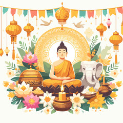 Happy Vesak Day Illustration