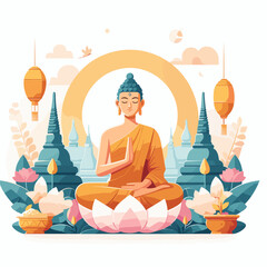 Happy Vesak Day Illustration