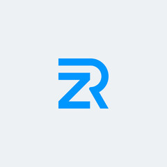 ZR or RZ monogram logo with blue color.
