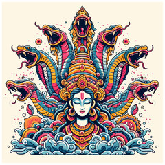 Fototapeta na wymiar Durga devi colorful vector illustration
