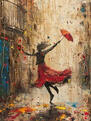 People dancing in the rain with abandon Revealing happiness and freedom