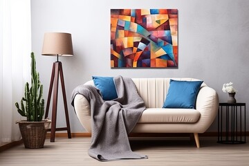 Textured Throw Blanket Collection: Abstract Cubism Art Gallery Home Concepts