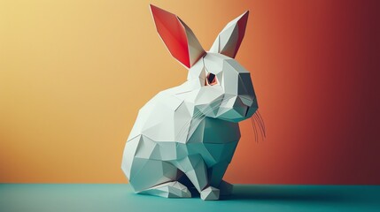 
A cute rabbit ,layered paper style, paper folding art, A gorgeously rendered papercraft world, graphic design,