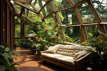 Sustainable Design: Energy-Efficient Windows for the Amazon Rainforest Conservatory - obrazy, fototapety, plakaty
