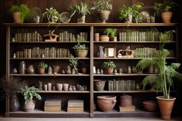 Wooden Shelves and Plant Identification Books: Botanical Herbalist's Studio Inspirations