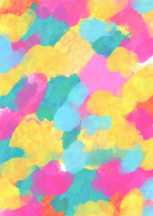 絵の具と筆の質感が楽しい明るくカラフルなモダンアート壁紙イラスト