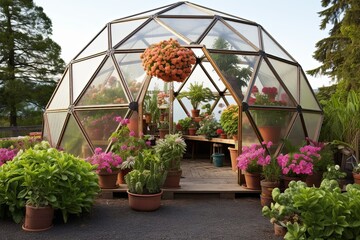 UV Protective Layers and Efficient Garden Beds in Geodesic Dome Greenhouse