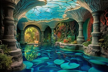 Underwater Mosaic Tiles and Coral Reef Accents: Lost City of Atlantis Pool Designs