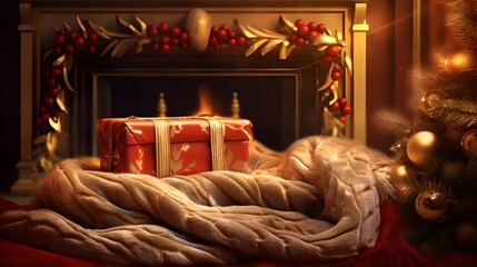 christmas scene with fireplace