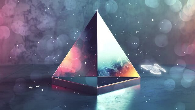 realistic render of a symmetrical tetrahedral shape. seamless looping overlay 4k virtual video animation background