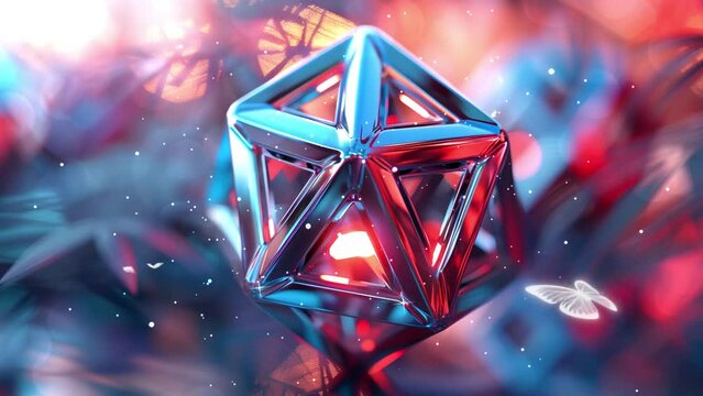 realistic render of a symmetrical tetrahedral shape. seamless looping overlay 4k virtual video animation background