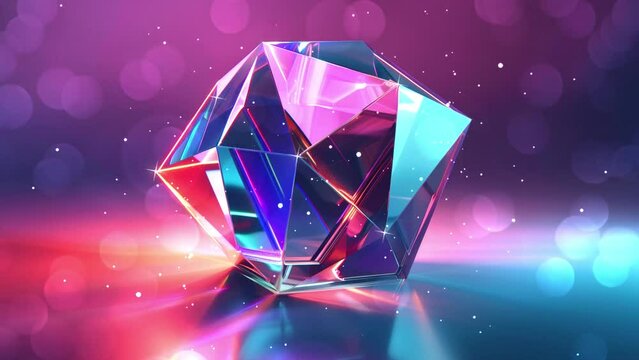 realistic render of a pink and purple symmetrical octahedral shape. seamless looping overlay 4k virtual video animation background