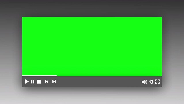 video player animation on green screen, video player template, video player progress bar Animation, Animated green screen, Video player motion video media play button.