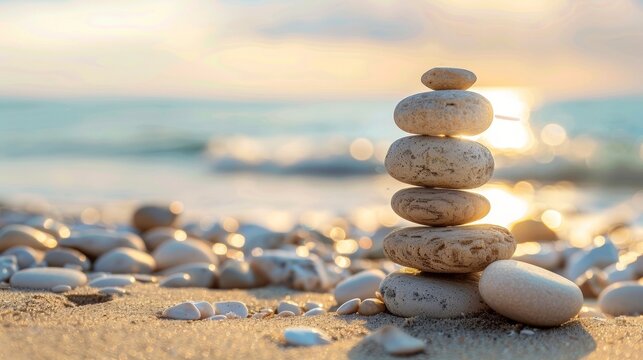 A peaceful beach scene with the words Calm your mind and body with adaptogen supplements natures stress relievers. .