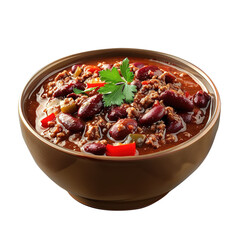 Rajma Masala Curry in clay bowl isolated on white. Red Kidney Bean Dal is Indian cuisine vegetarian dish.