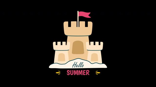summer sand castle animation with looping , 4k resolution, and Alpha Channel