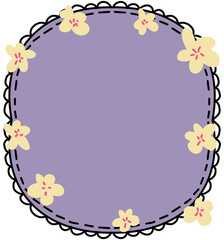 Purple hand drawn Frame with yellow flower