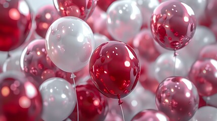 Breathtaking Metallic Balloons in Rich Ruby Red and Soft White