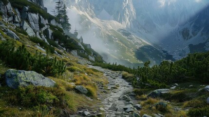 The beautiful pathway in the High Tatras