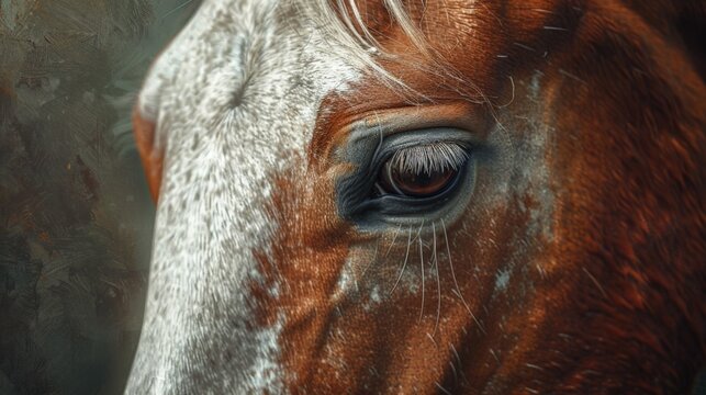Close up of horse eye with blurred background