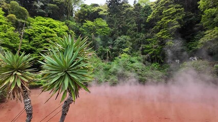 Red Hot Spring Onsen Steam in Beppu Japan