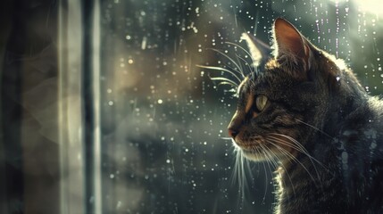 Cat gazing out window