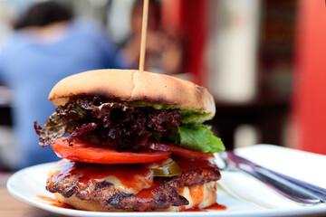 hamburger on a plate