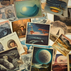 A collection of vintage postcards.